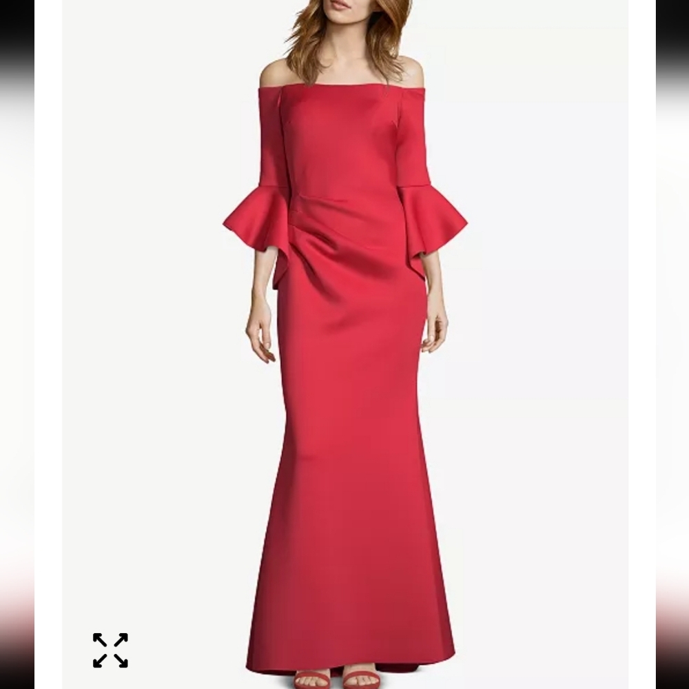 Lee Vibrant Red Maxi Dress with Flare Sleeves